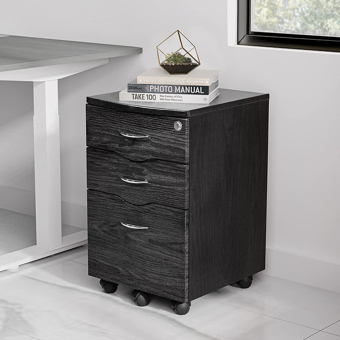 Espresso Rolling Storage and File Cabinet