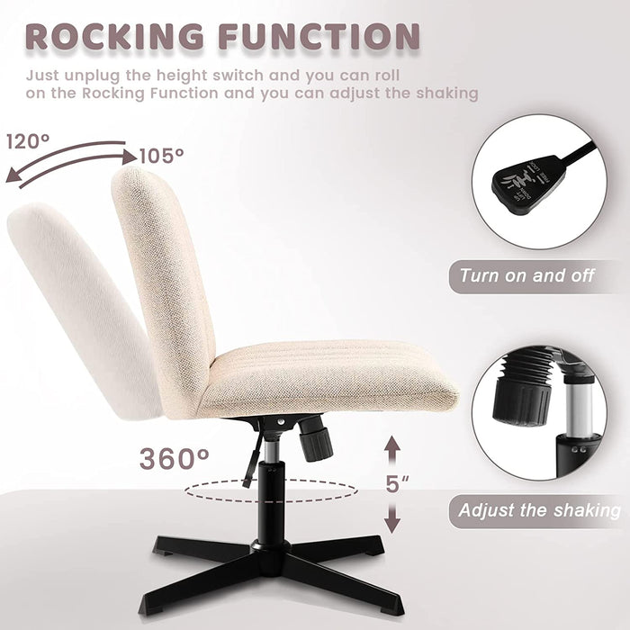 Armless Swivel Desk Chair with Rocking Function