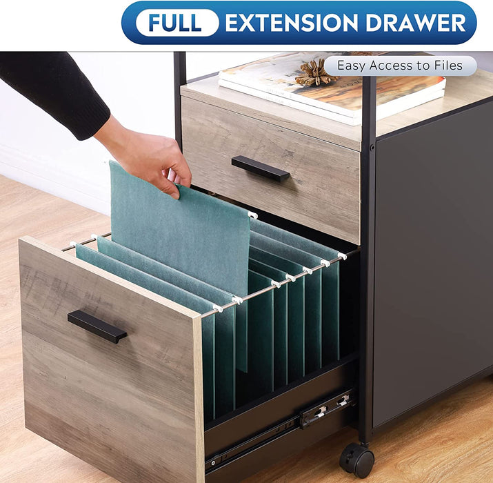Mobile Printer Stand with Filing Cabinet Shelf