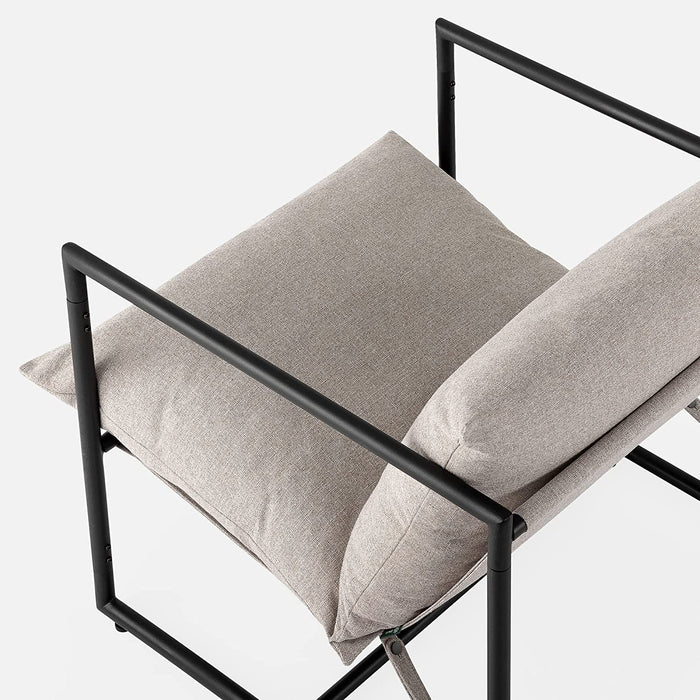 Oatmeal Armchair with Metal Frame and Cushioning