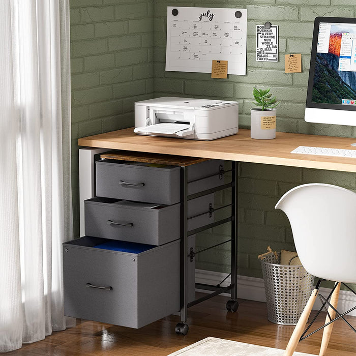 Compact Grey Rolling File Cabinet for Home Office