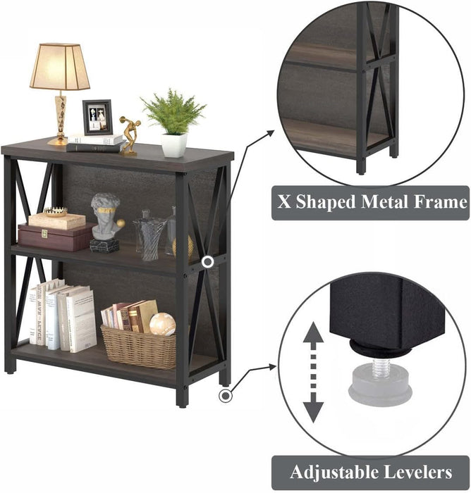 Rustic 3-Shelf Bookcase for Small Spaces