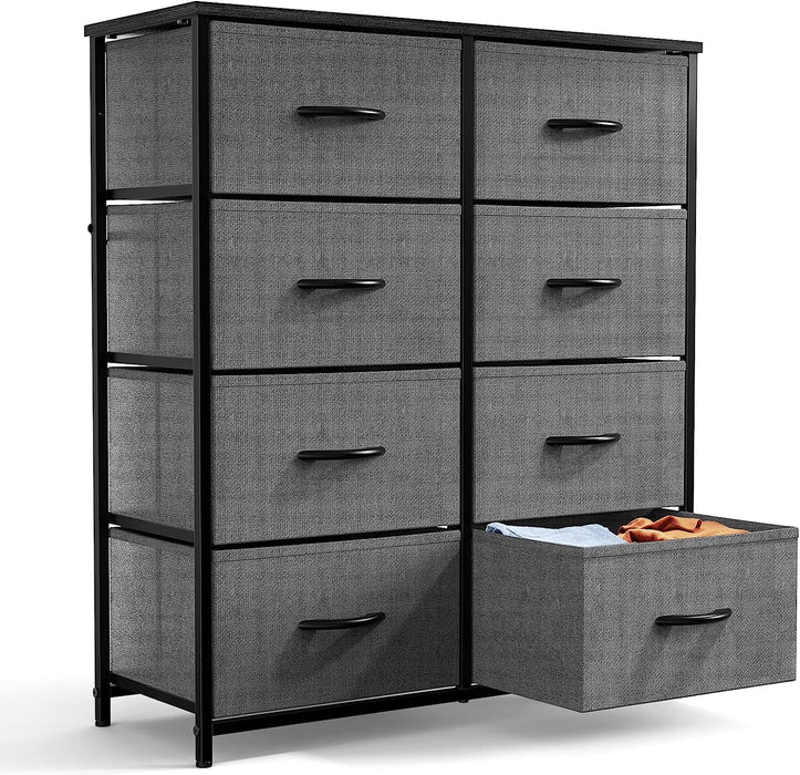 Double Dresser with 8 Drawers and Fabric Bins