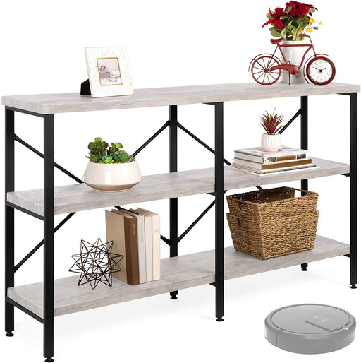Rustic 3-Tier Console Table with Storage