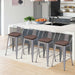 Low Back Metal Counter Stool with Wooden Seat Set of 4