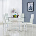 Modern White Dining Room Table Set for 4, Glass Top