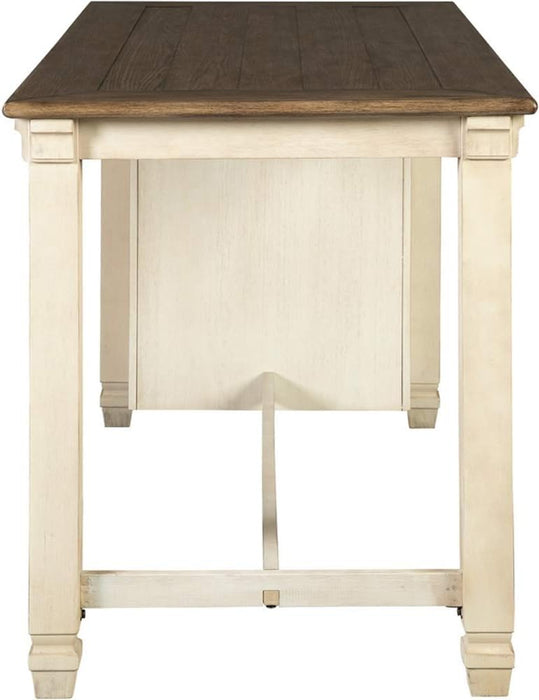 Farmhouse Counter Height Table with Storage Cabinet