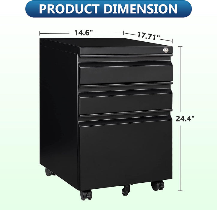 Mobile File Cabinet with Lock and Wheels