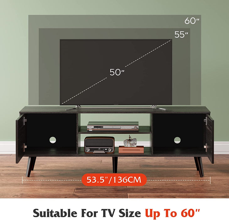 Modern Charcoal TV Stand with Storage Cabinets