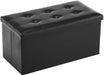 Black Faux Leather Ottoman Bench with Storage