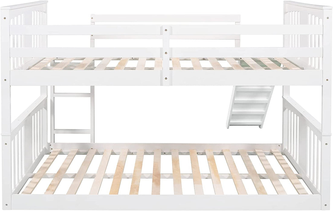 Twin/Full Bunk Bed, Ladder, Guardrail, White