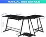 Jet Black L-Shaped Computer Desk with Stand