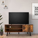 Retro Brown TV Console with Storage Cabinet