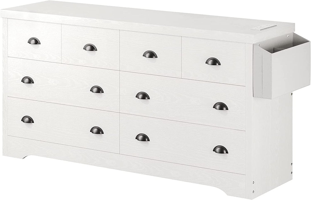 White 8-Drawer Dresser with Charging Port