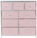 Solid Pink 9-Drawer Dresser with Fabric Bins