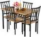 5-Piece Dining Table Furniture Set with Storage Rack, Rustic Brown