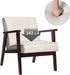 Mid-Century Modern Beige Accent Chair with Wood Details