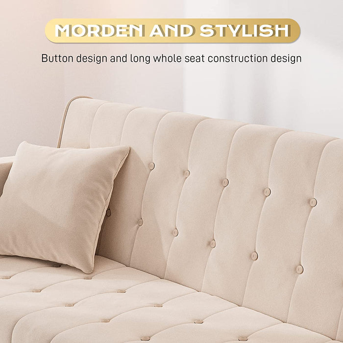 Modern Velvet Sofa Bed with Adjustable Backrest