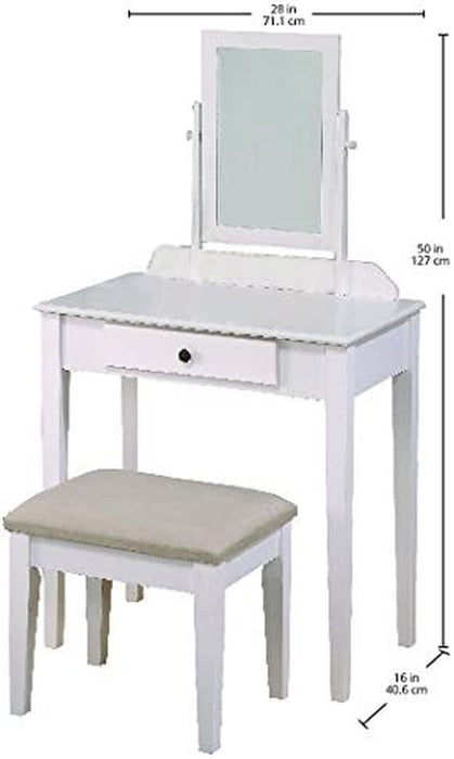 White Vanity Table and Stool Set