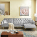 Light Gray Velvet Nailhead Sectional