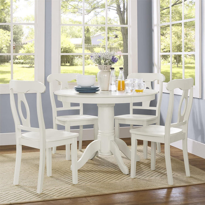 White Aubrey 5-Piece Traditional Height Dining Set