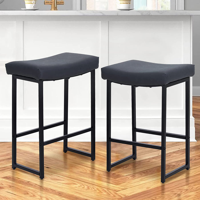 Set of 2 Backless Saddle Seat Barstools