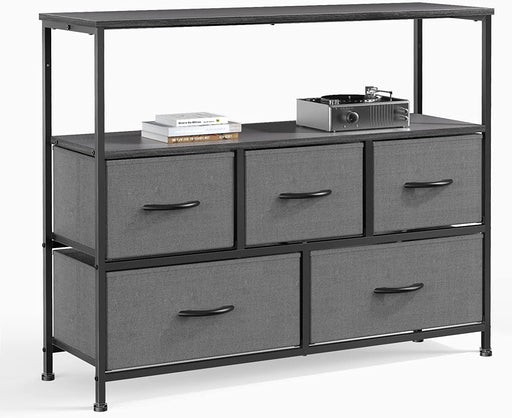 5-Drawer TV Stand with Open Shelf Storage