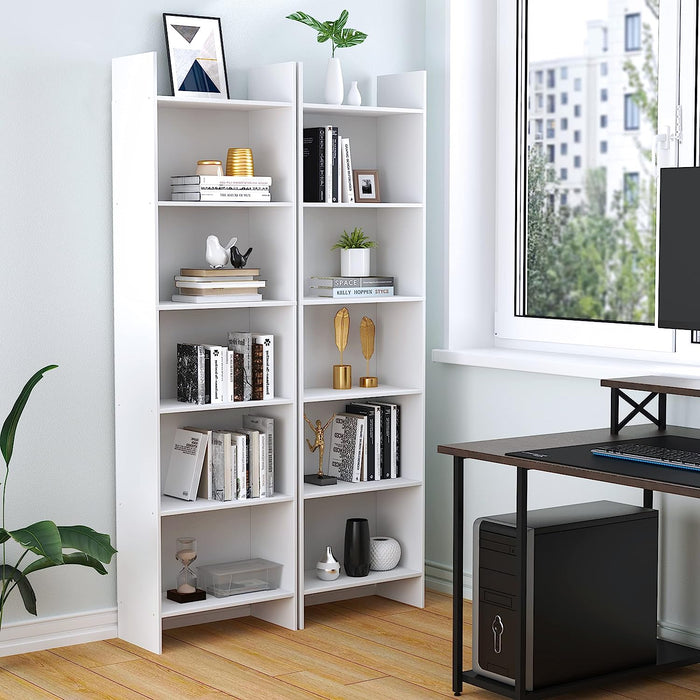 White 6-Tier Bookshelf for Home Display Storage