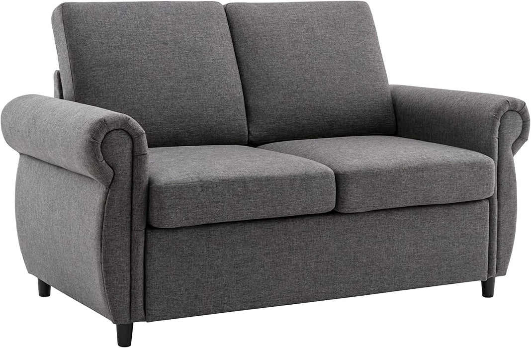 Compact Gray Sleeper Couch with Pull-Out Bed