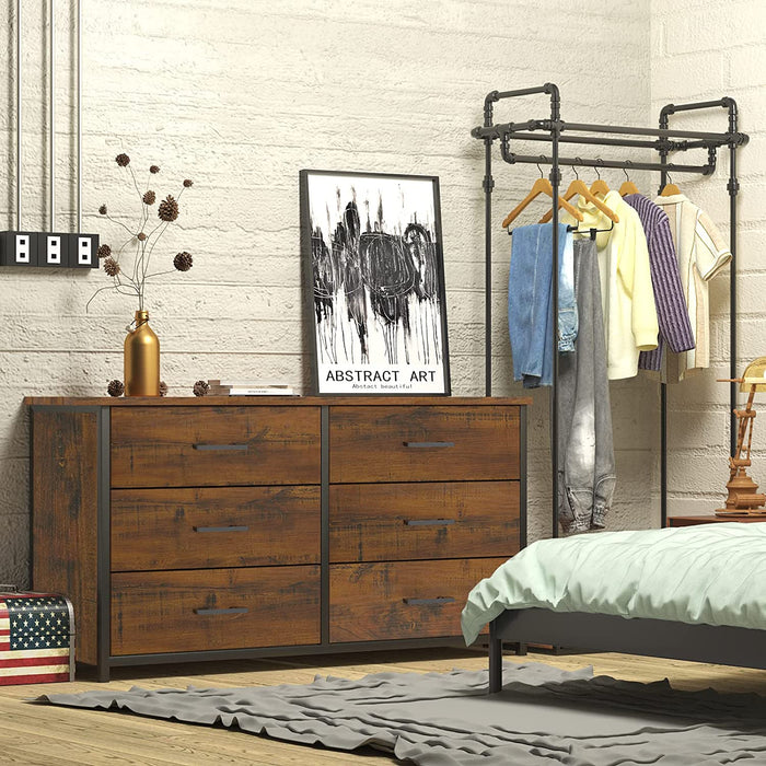 Industrial 6-Drawer Double Dresser