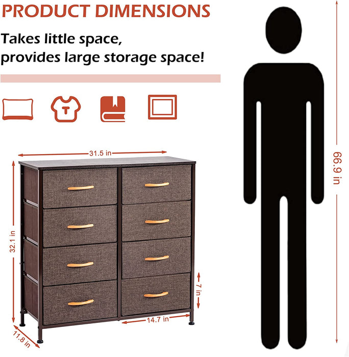 Brown 8-Drawer Furniture Storage Tower Unit