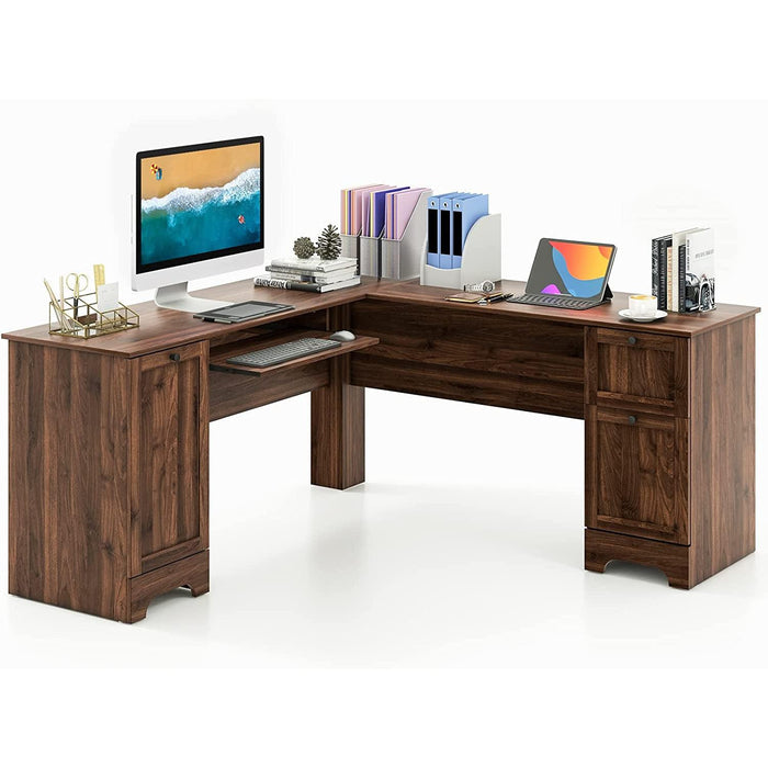 L-Shaped Desk with Storage & Keyboard Tray