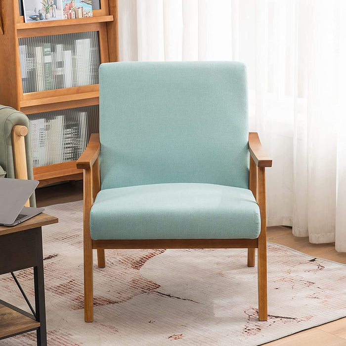 Mint Green Retro Accent Chair with Wood Frame