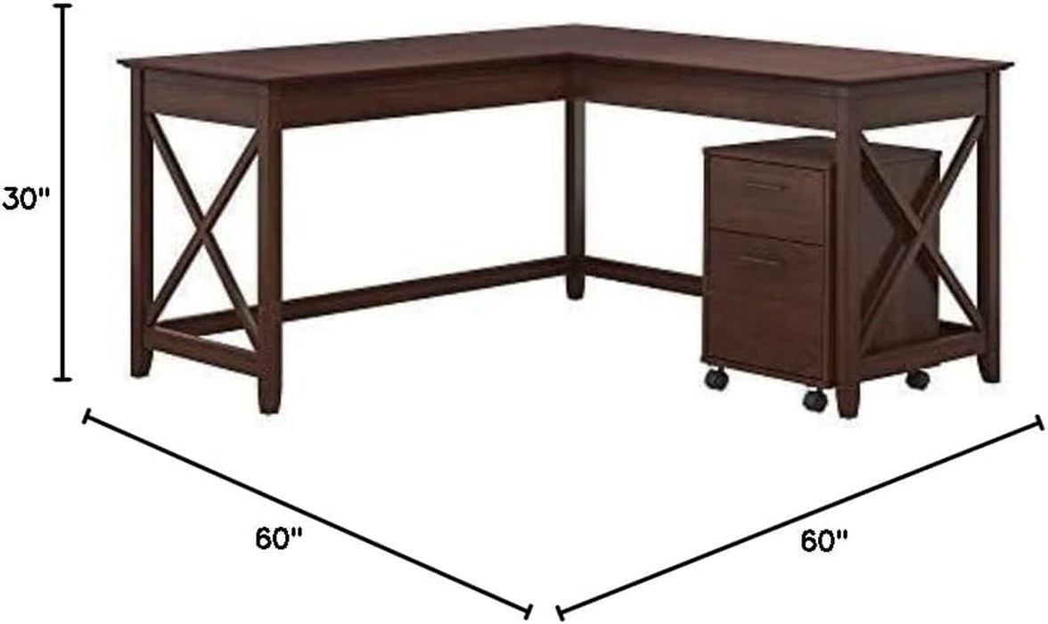 Key West L-Shaped Desk with Mobile File Cabinet