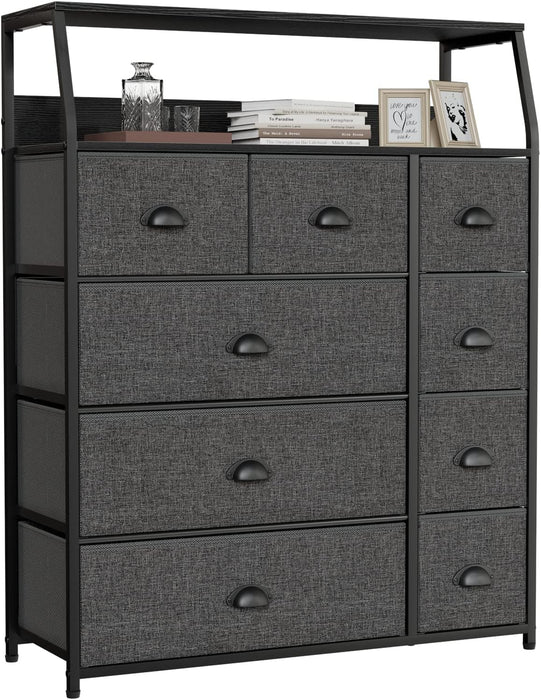 Industrial Style 9 Drawer Dark Grey Dresser