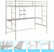 Twin Metal Loft Bed W/ Desk & Storage, White