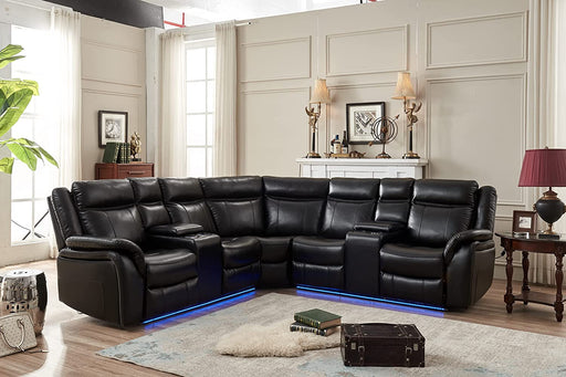 LED Strip Black Power Reclining Sectional