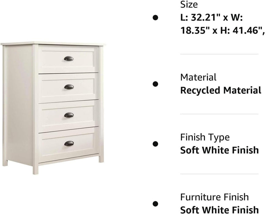 4-Drawer Chest, Soft White Finish