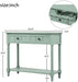 Rustic Green Console Table with Storage Drawers
