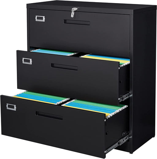 Lockable 3-Drawer Metal File Cabinet for Home/Office