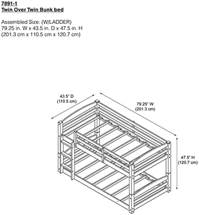 Modern Farmhouse Low Loft Bed, White Wash