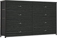 Black Oak 8-Drawer Dresser for TV Stand and Storage