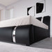 Black King Faux Leather Upholstered Platform Bed Frame W/ Iron Piece Decor and Curved Adjustable Headboard