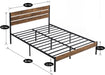 Rustic Vintage Wood Queen Platform Bed Frame W/ Strong Metal Slats Support