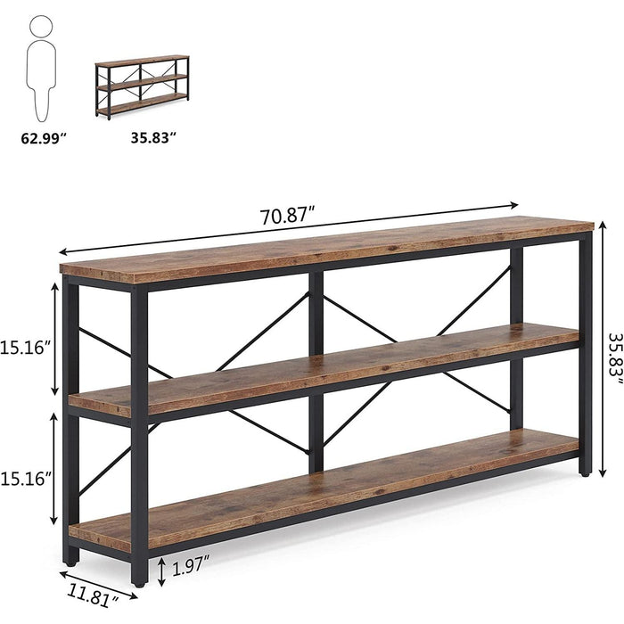 Long Narrow Sofa Table with Storage Shelves