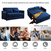 Blue Velvet Convertible Sofa Bed with Adjustable Backrest