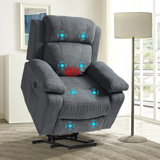 Linen Power Lift Recliner with Massage & Heat