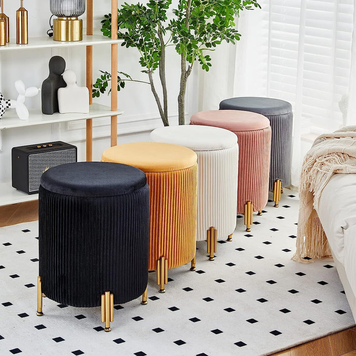 Storage Ottoman Foot Stool with Padded Seat
