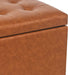 Orange Leather Cube Ottomans for Living Room