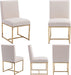 Set of 2 Mid Century Modern Dining Chairs, Cream, Golden Finish Metal Frame